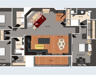 Westwood three bedroom two bathroom floor plan at Villas of Omaha at Butler Ridge
