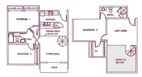 Montpelier three bedroom two bathroom apartments at Capitol View Apartments