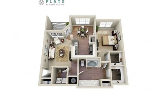 a floor plan of a bedroom house at Flats at North Springs, Sandy Springs, GA 3032