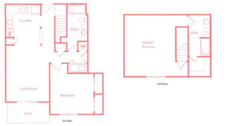 Evergreen two bedroom two bathroom floor plan at Highland View