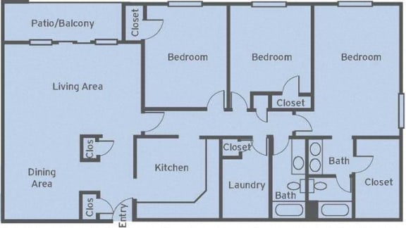 C3 Floor Plan at The Mason Mills Apartments, Decatur, GA