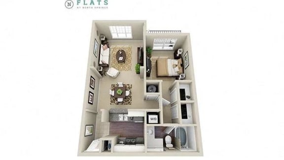 a floor plan of a 3 bedroom apartment at Flats at North Springs, Georgia, 30328