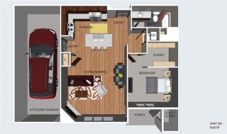 Mayfair one bedroom one bathroom floor plan at The Flats at 84