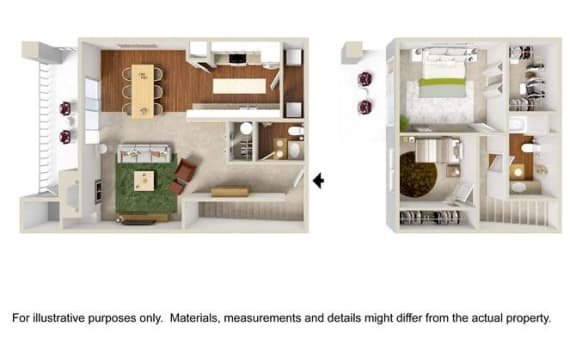 2 Bed 1.5 Bath Townhome Floor Plan at Haven at Charbonneau, Wilsonville, 97070