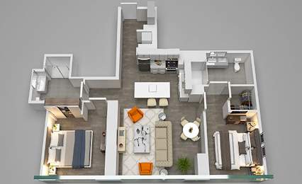 2 Bed 01 Floor Plan at 1001 South State, Illinois, 60605