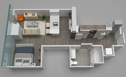 Studio 11 Floor Plan 581 sq.ft. at 1001 South State, Chicago, IL