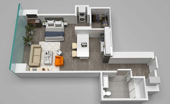Studio 12 Floor Plan 646 sq.ft. at 1001 South State, Chicago, Illinois