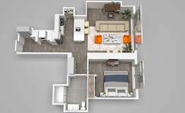 1 Bed 01 Floor Plan at 1001 South State, Chicago, 60605
