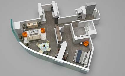 1 Bed 04 Floor Plan at 1001 South State, Chicago, IL, 60605