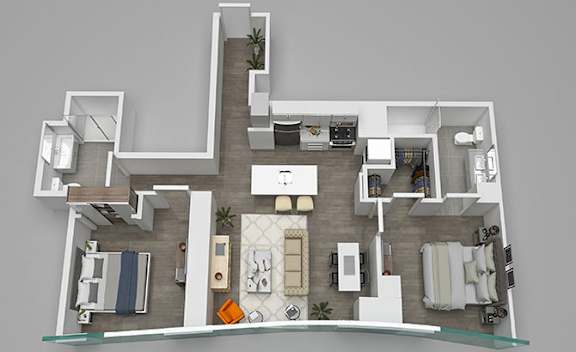 2 Bed 05 Floor Plan at 1001 South State, Illinois