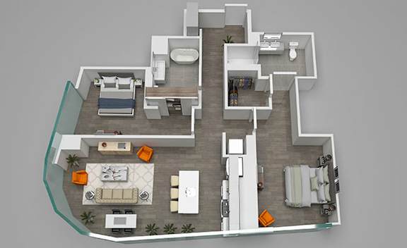 2-Bed-08 Floor Plan at 1001 South State, Chicago, Illinois