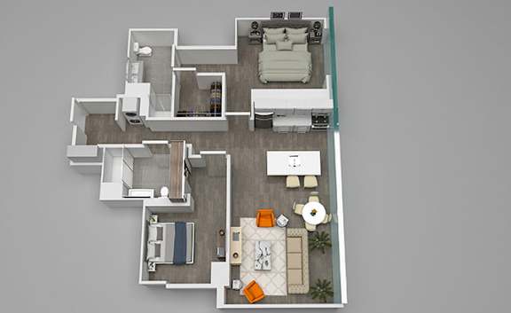 2-Bed-02 Floor Plan at 1001 South State, Chicago