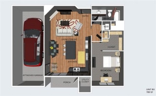 Belgrave one bedroom one bathroom floor plan at The Flats at 84