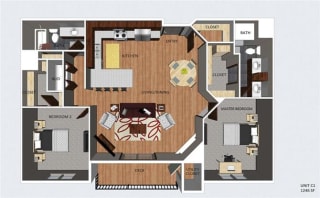 Manchester two bedroom two bathroom floor plan at The Flats at 84