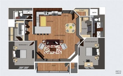 Floor Plan  Manchester two bedroom two bathroom floor plan at The Flats at 84