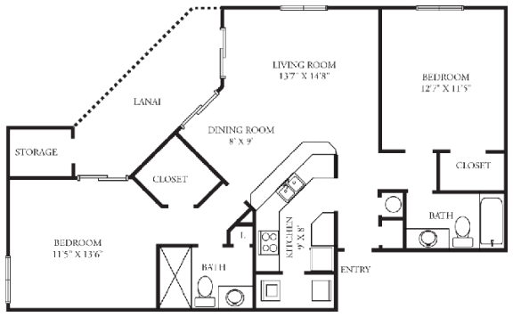 Bristol | 2 Bedroom | 2 Bath | 1,068 Sq.Ft. Bristol | 2 Bedroom | 2 Bath | 1,068 Sq.Ft. at Winthrop West Apartment Homes, Florida