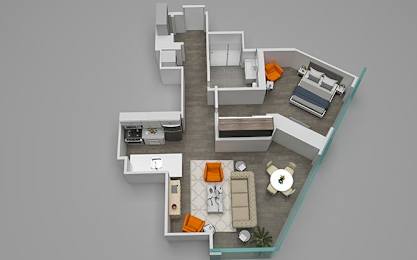 1-Bed-10 Floor Plan at 1001 South State, Illinois, 60605