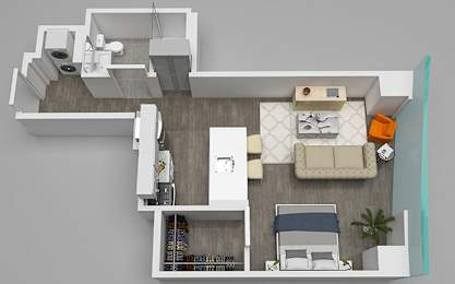 Studio 06 Floor Plan 608 sq.ft. at 1001 South State, Chicago, 60605