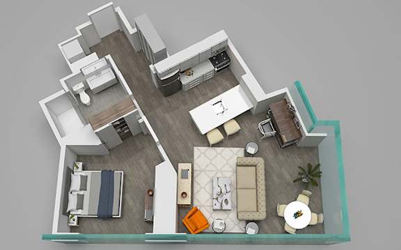 1-Bed-07 Floor Plan at 1001 South State, Illinois
