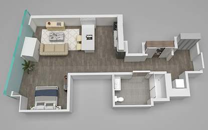 Studio Floor Plan 581 sq.ft. at 1001 South State, Chicago, IL, 60605