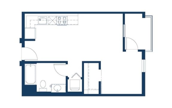 Floor Plan  Studio apartment A2 floorplan.