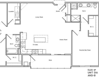 Westminster three bedroom two bathroom floor plan at The Flats at 84