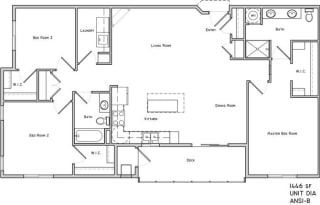 Westminster three bedroom two bathroom floor plan at The Flats at 84