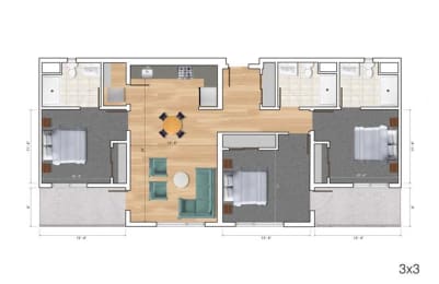 Floor Plan  3 Bedroom AK Floor Plan at Block C, San Marcos, CA