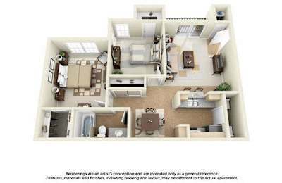  Floor Plan 2 Bedroom + 1 Bath