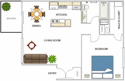 1 bedroom/1 bath floorplan