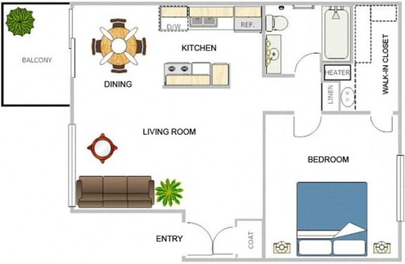 Floor Plan  1 bedroom/1 bath floorplan
