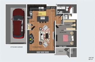 Wiltshire one bedroom one bathroom floor plan at The Flats at 84