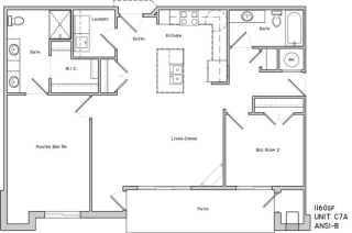 Chelsea two bedroom two bathroom floor plan at The Flats at 84