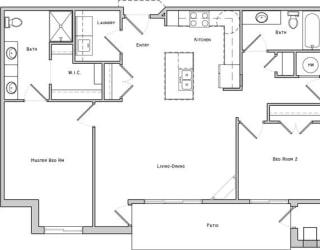 Chester two bedroom two bathroom floor plan at The Flats at 84