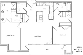 Chester two bedroom two bathroom floor plan at The Flats at 84
