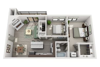 The Townlet Floor Plan with 881 Sq. Ft. at South Lamar Village, Texas