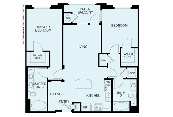2 Bed 2 Bath plan B4 Floor Plan at Accent, Los Angeles, California