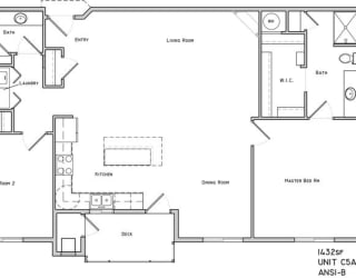 Bloomsbury two bedroom two bathroom floor plan at The Flats at 84