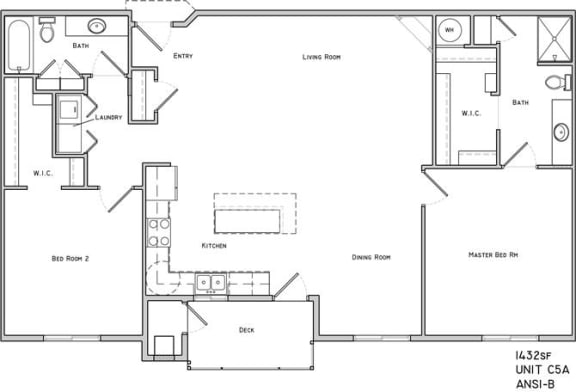 Bloomsbury two bedroom two bathroom floor plan at The Flats at 84