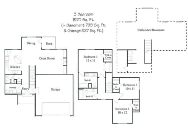 The Ponderosa three bedroom two bathroom apartment at Cascade Pines Duplex homes