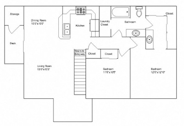  Floor Plan 2 Bedroom 1 Bath