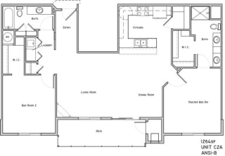 Notting Hill two bedroom two bathroom floor plan at The Flats at 84