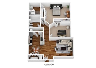 2BED2BATH Floor Plan at Trinity Lakes Apartments, Ohio, 43228