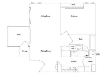1 Bedroom 1 Bathroom Floor Plan at Columbia Village, Boise