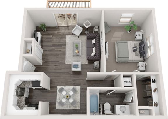 Floor Plan  River Market 1 Bed at Southridge, Kansas City, 66103