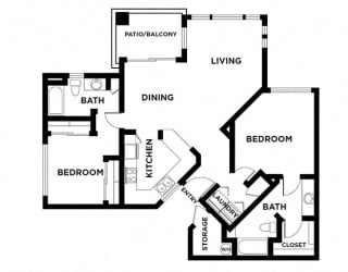 two bed two bath with balcony 1042 sqft