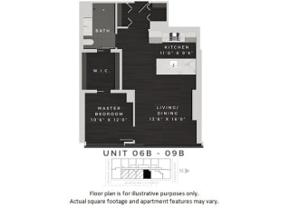 Unit 06b-09b Floor Plan at 640 North Wells, Chicago, Illinois