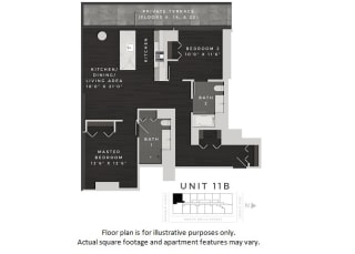 Unit 11B Floor Plan Unit 11B Floor Plan at 640 North Wells, Chicago, 60654