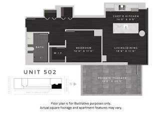 Unit 502 Floor Plan Unit 502 Floor Plan at 640 North Wells, Chicago, IL