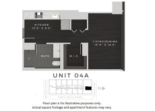 Unit 04A Floor Plan at 640 North Wells, Chicago, IL